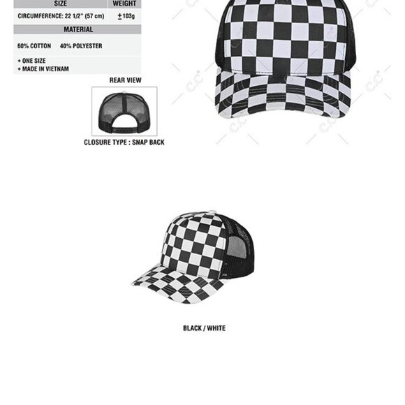 Black/White Race Checkered Mesh Trucker Cap - Picture 2 of 2